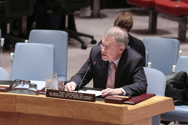 Robert Serry, Special Coordinator for the Middle East Peace Process and Personal Representative of the Secretary-General to the Palestine Liberation Organization and the Palestinian Authority, briefs the Security Council at its meeting on the Middle East Situation, including the Palestinian question.