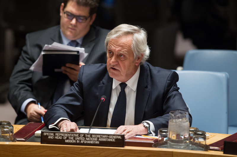 Nicholas Haysom, Special Representative of the Secretary-General and Head of the United Nations Assistance Mission in Afghanistan (UNAMA), addresses the Security Council meeting on the situation in that country and its implications for international peace and security.