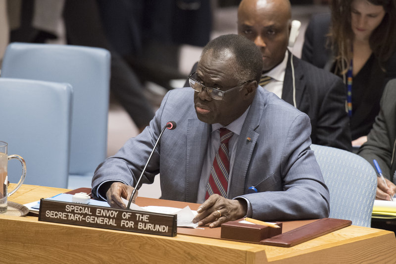 Michel Kafando, Special Envoy of the Secretary-General for Burundi, briefs the Security Council meeting on the situation in Burundi.