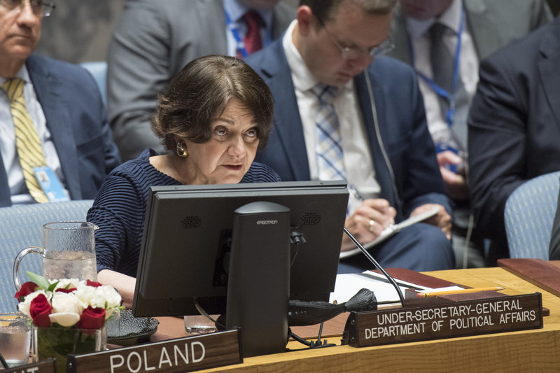 Rosemary A. DiCarlo, Under-Secretary-General for Political Affairs, briefs the Security Council meeting on the letter dated 28 February 2014 addressed to the President of the Security Council from the Permanent Representative of Ukraine to the United Nations.