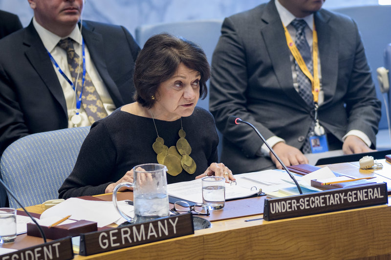 Rosemary DiCarlo, Under-Secretary-General for Political and Peacebuilding Affairs, briefs the Security Council on the situation in the Middle East.