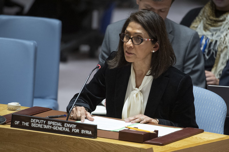 Khawla Matar, Deputy Special Envoy of the Secretary-General for Syria, briefs the Security Council on the situation in the Middle East (Syria).