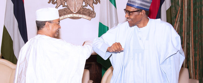 Nigerian President Buhari greeting Special Representative Mahamat Saleh Annadif
