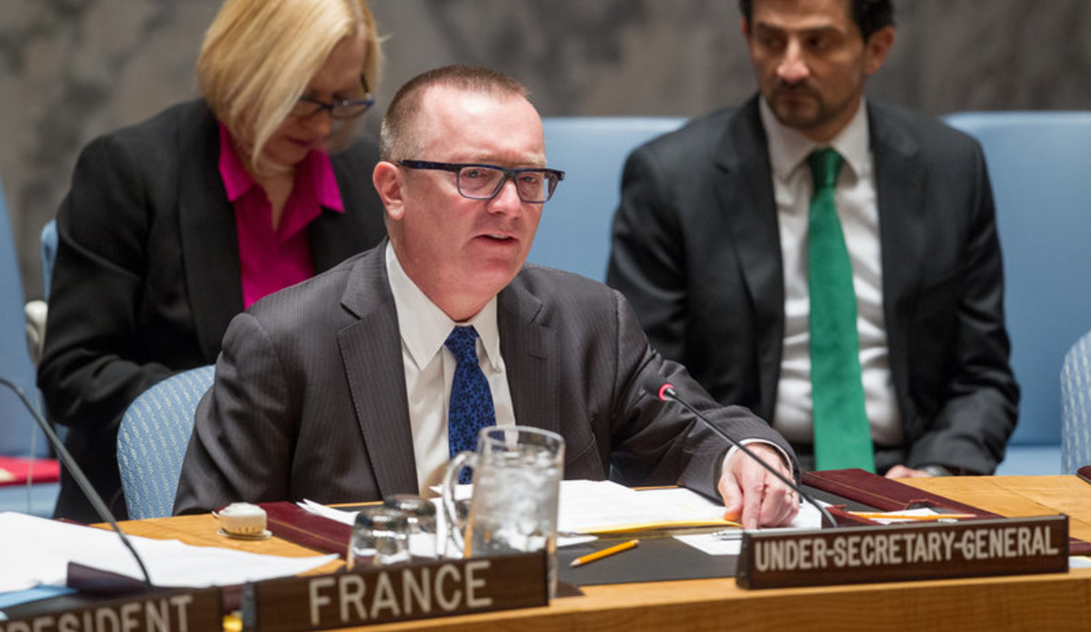 Jeffrey Feltman, Under-Secretary-General for Political Affairs, briefs the Security Council on the situation in Ukraine.