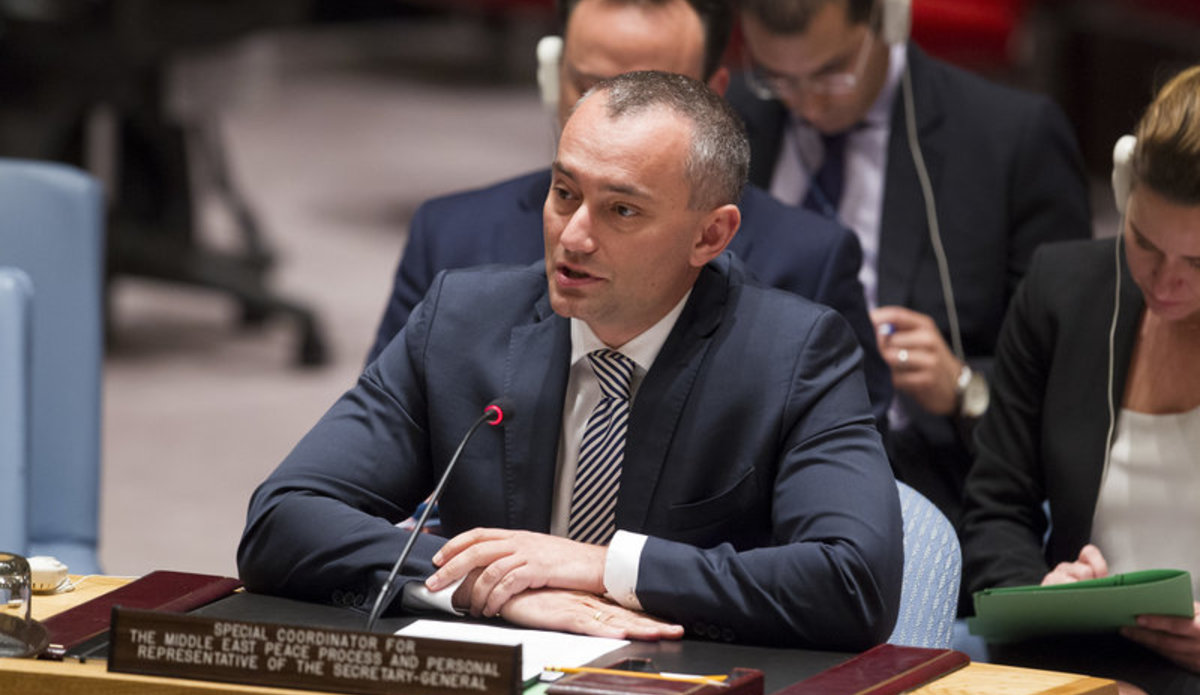 Nickolay Mladenov, UN Special Coordinator for the Middle East Peace Process and Personal Representative of the Secretary-General to the Palestine Liberation Organization and the Palestinian Authority, briefs the Security Council at its meeting on the Middle East Situation, including the Palestinian question.