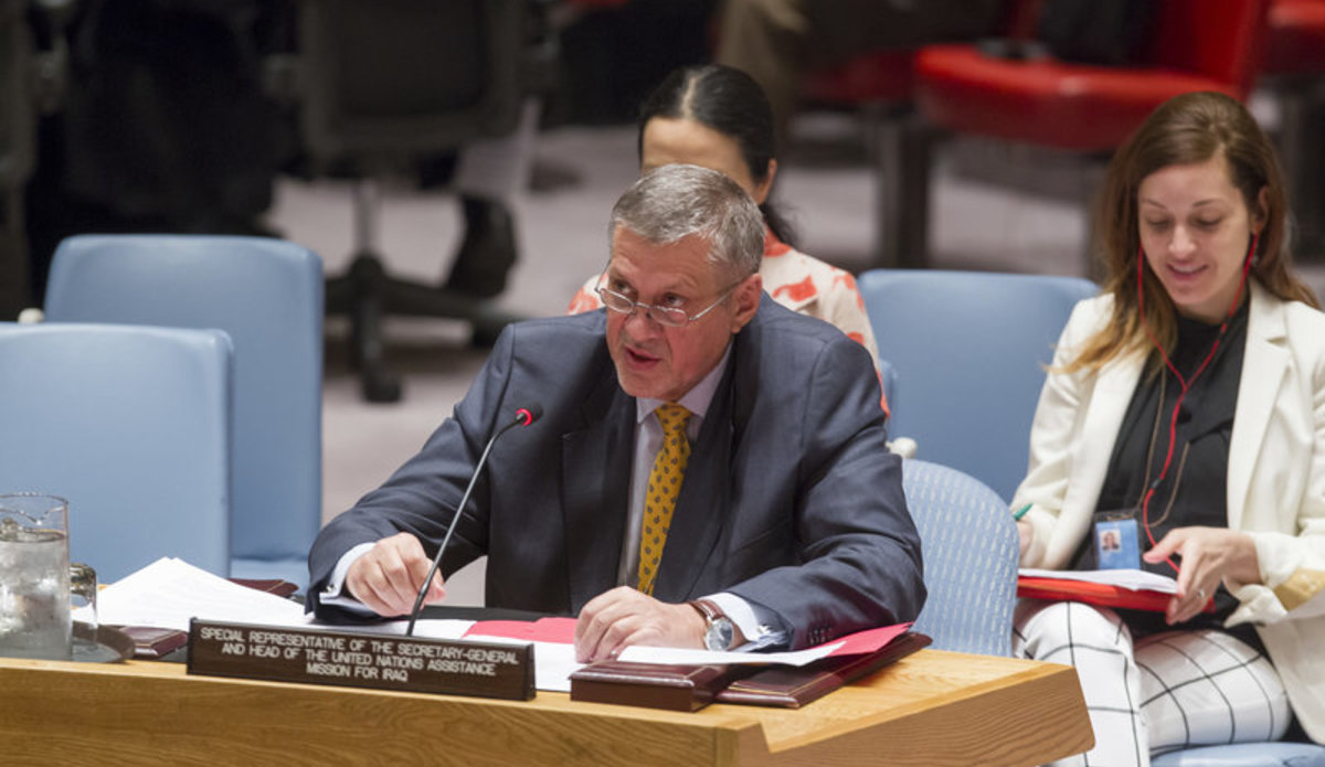 Ján Kubiš, Special Representative the Secretary-General and Head of the UN Assistance Mission for Iraq (UNAMI), addresses the Security Council meeting on the situation concerning that country.