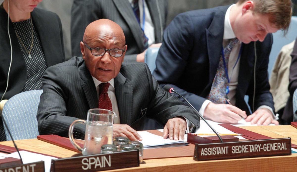 Tayé-Brook Zerihoun, Assistant Secretary-General for Political Affairs, briefs the Security Council at its urgent meeting on the recent incidents of violence in Jerusalem and in the West Bank.