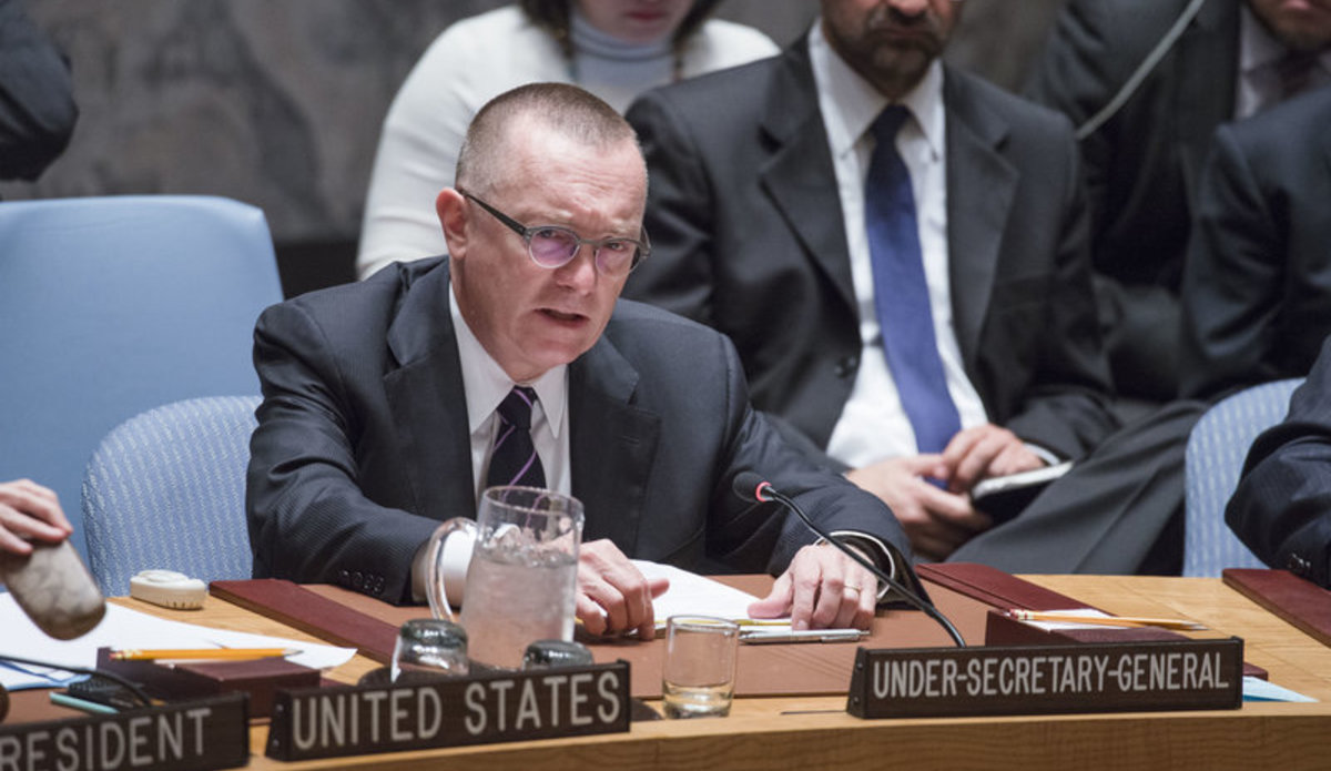 Jeffrey Feltman, Under-Secretary-General for Political Affairs, briefs the Council. The Security Council met to discuss the human rights situation in the Democratic People’s Republic of Korea (DPRK). The agenda for the meeting was adopted by a procedural vote of 9 in favour and 4 against (Angola, China, Russian Federation and Venezuela), with 2 abstentions (Chad and Nigeria).