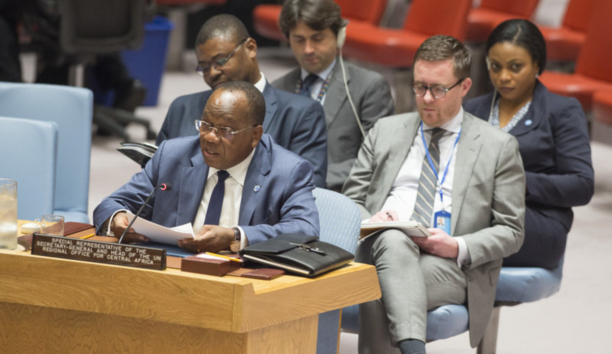 François Loucény Fall, Acting Special Representative of the Secretary-General and Acting Head of the United Nations Regional Office for Central Africa (UNOCA), briefs the Security Council.