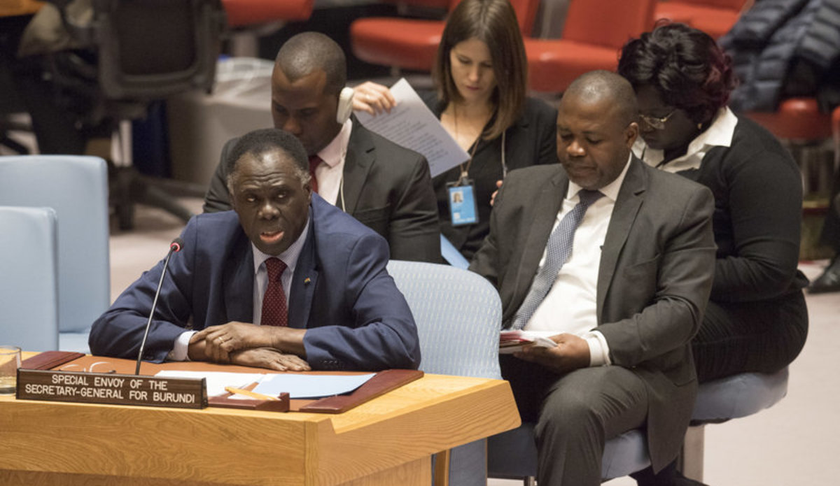 Michel Kafando, Special Envoy of the Secretary-General for Burundi, briefs the Security Council meeting on the situation in the country.