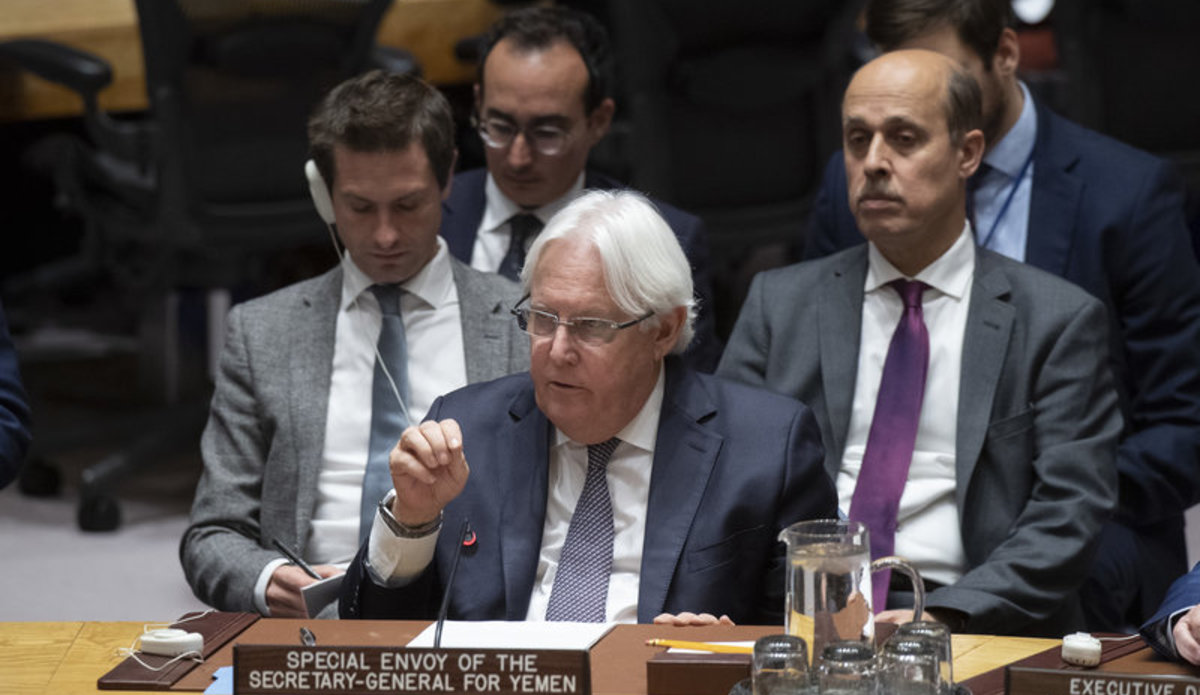Martin Griffiths, Special Envoy of the Secretary-General for Yemen, briefs the Security Council on the situation in the Middle East (Yemen). He's seen during his briefing in the Security Council. UN Photo/Eskinder Debebe