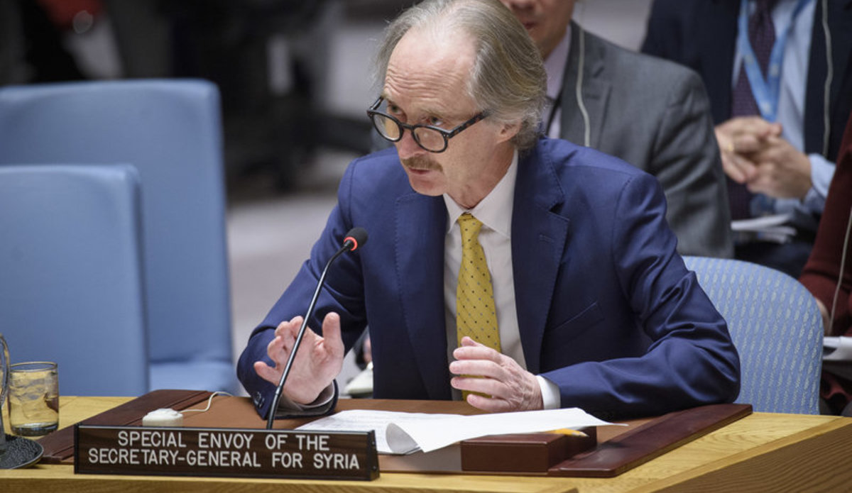 Geir O. Pederson, Special Envoy for Syria, briefs the Security Council on the situation in the Middle East (Syria). UN Photo/Loey Felipe