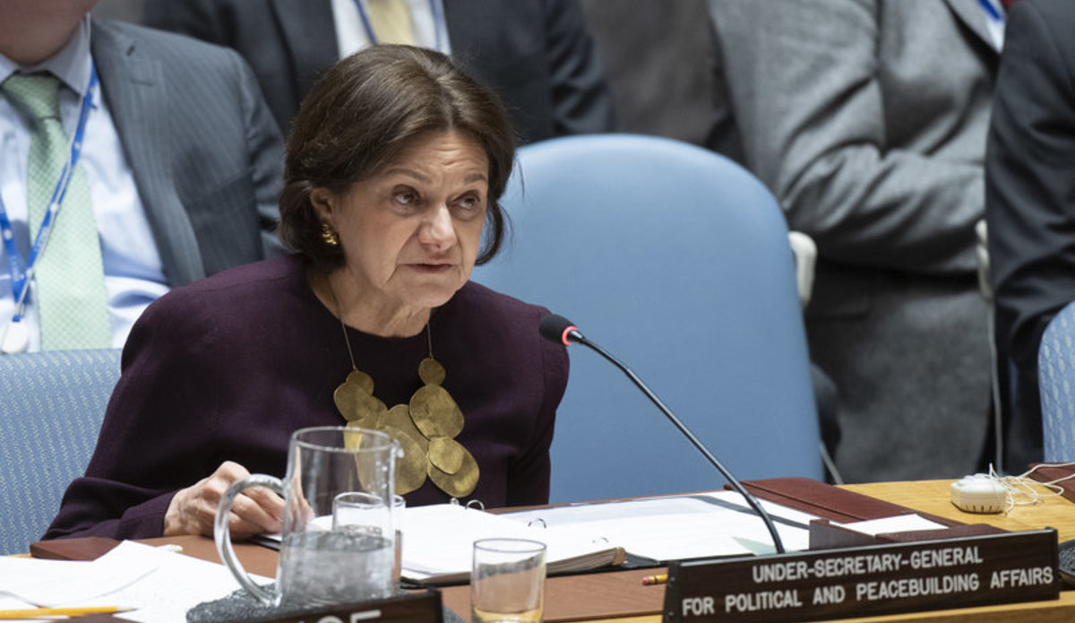 Rosemary DiCarlo, Under-Secretary-General for Political and Peacebuilding Affairs, briefs the Security Council on the situation in Syria. UN Photo/Eskinder Debebe 