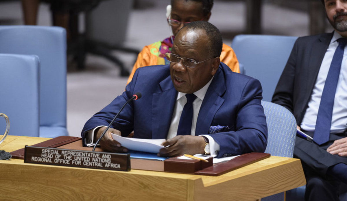 François Loucény Fall, Special Representative of the Secretary-General and Head of the United Nations Regional Office for Central Africa, briefs the Security Council meeting on the Central African region.
