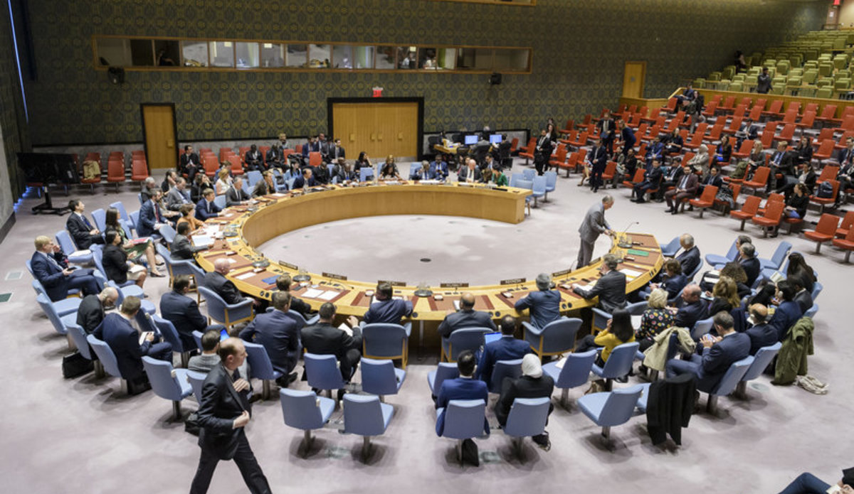 A wide view of the Security Council meeting on the situation in Syria. UN Photo/Manuel Elias
