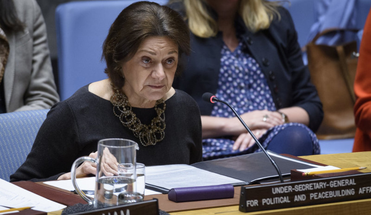 Rosemary DiCarlo, Under-Secretary-General for Political Affairs, briefs the Security Council meeting on the situation in the Middle East, including the Palestinian question on 21 January 2020.