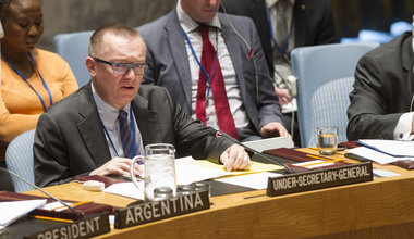 Jeffrey Feltman, Under-Secretary-General for Political Affair, briefs the Security Council at its meeting on the situation in the Middle East, including the Palestinian question.