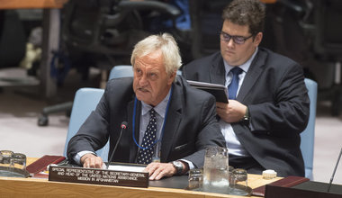 Nicholas Haysom, Special Representative of the Secretary-General and Head of the United Nations Assistance Mission in Afghanistan (UNAMA), addresses the Security Council meeting on the situation in that country and its implications for international peace and security.