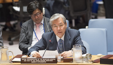 Tadamichi Yamamoto, Special Representative of the Secretary-General and Head of the United Nations Assistance Mission in Afghanistan (UNAMA), addresses the Security Council meeting on the situation in Afghanistan and its implications for international peace and security.