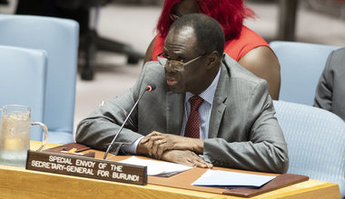 Michel Kafando, Special Envoy of the Secretary-General for Burundi, briefs the Security Council meeting on the situation in Burundi.