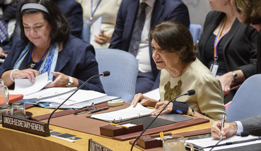 Rosemary A. DiCarlo, Under-Secretary-General for Political Affairs, briefs the Security Council on the situation in the Middle East, including the Palestinian question.